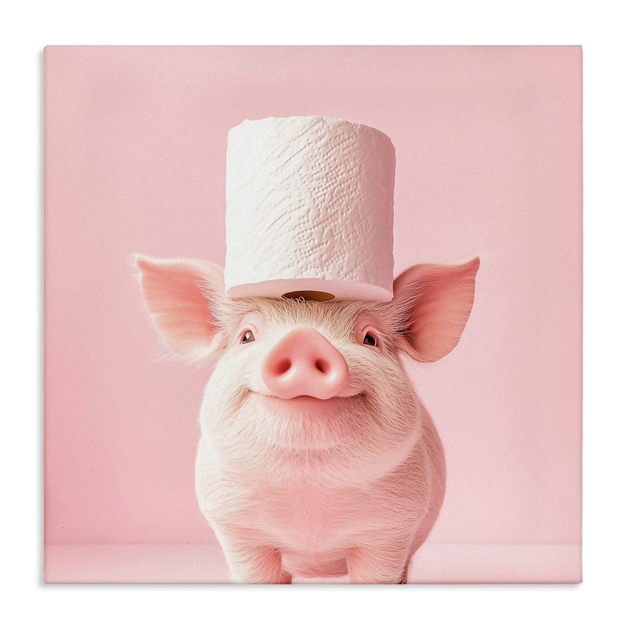 Stupell Industries Silly Piggy Pink Toilet Paper Canvas, design by Heidi Kuntz